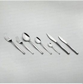 Resim Nehir Zarif Sade 12 Kişilik 84 Parça Kutulu Çatal Kaşık Bıçak Takımı GÜmüş 