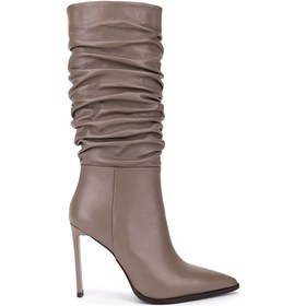 Resim Tamer Tanca Kadın Hakiki Deri Vizon Topuklu Çizme 1078 26140 Bn Czm Sk25-26 Vızon Dr Vizon 