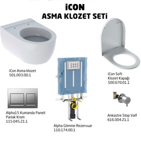 Resim Geberit Icon Alpha15 Soft Asma Klozet Seti - Parlak Krom 