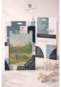 Resim Kitap Kılıfı Ve Metal Kitap Ayracı Seti Van Gogh Flörtleşen Çiftler Bahçesi 