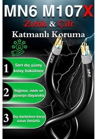 Resim MN6 M107X 15 Metre Ethernet kablo/UTP 0.57mm Cat6 Iki Kat Korumalı/iş Dış Mekan/15 Metre Cat6 Kablo 