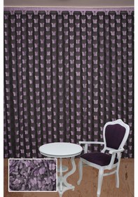 Resim Kelebek Model Lila Çift Renk İp Perde Hazır Düğmeleri Dikilmiş İp Perde 300 280 Cm Lila 