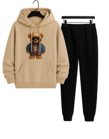 Resim classy moda Unisex 2’li Eşofman Takımı | Teddy Bear Baskılı Kapüşonlu ve Alt Üst Rahat Günlük Modern Stil 
