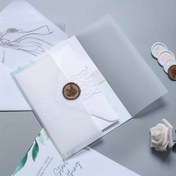 Resim 10 adet Düğün Davetiye Pergamini Ceketleri, Kendin Yap Davetiyeleri, Fotoğraf Üzerine Eklemeler ve Scrapbooking için Ön Katlanmış Saydam Takip Kağıdı Zarflar 