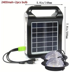 Resim Gaojunshop01 Portable 6v Şarjlı Solar Panel Set Led Aydınlatma Usb Batarya Kamp Ev Acil Durum 