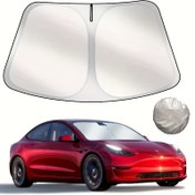 Resim Gelişmiş Titanyum Gümüş Otomatik Güneşlik - UV Koruma, Yalıtım ve Opak Rüzgarlık Kapak Tüm Araçlar İçin, for Tesla Model Y İçin İdeal, Rüzgarlık Kapak|Modern Araba Aksesuarı|Güvenli Kapanış Dizaynı, Rüzgarlık Güneşlik 