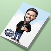 Resim Kahve İçen Erkek Karikatürlü Tebrik Kartı 