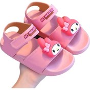 Resim Pembe Melody Kız Çocuk Sandaleti - Yazlık Yeni Tasarım 21 Cm Plaj Ayakkabısı Pembe 