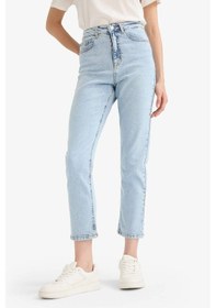 Resim Defacto Mary Vintage Straight Fit Yüksek Bel Bilek Boy Jean Yıkamalı Pantolon E9817ax25aunm39 Mavi 