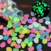 Resim 100 adet Karanlıkta Parlayan Çakıl Taşları - Akvaryumlar, Balık Tankları ve Bahçe Yolları için Canlı Çok Renkli Yapay Luminous Taşlar, Reçine Malzeme, Çağdaş Tarz 