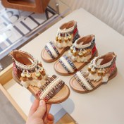 Resim Trendy Cute Boho Style Açık Ayaklı Kız Sandaletleri, Tatil Plaj Partisi İçin Nefes Alabilen Hafif Sandaletler, Yaz 