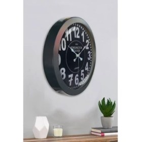Resim Bahat Salon Ofis Duvar Saati Gri Metal Çerçeve 36 cm 