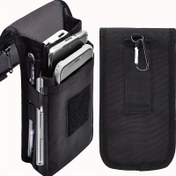 Resim 1 adet Erkek Siyah Bel Çantası, Kemer Döngüsü ile, Cep Telefonu Tutucu, Çok Amaçlı Telefon Kılıfı, Açık Sporlar Fanny Çantası, İş, Yürüyüş, Kamp için Uygun 