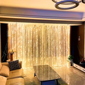 Resim 1 adet 300 LED Perde Işıkları, 9.8 Fit x 9.8 Fit USB Güçlü Peri Dizisi Işıkları, 8 Modlu, Klasik Tarz Metal Asılı Süsler, Yatak Odası, Düğünler, Partiler, Sevgililer Günü, Ramazan, Eid Al-Fitr, Eid Al-Adha, Festiv Işıkları - Noel İçin Mükemmel. 