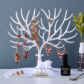 Resim 1 adet / 2 adet Plastik Takı Ekran Rafı, Takı Tepsisi, Geyik Ağacı Tasarımı, Kolye, Küpe, Yatak Odası, Banyo, Masaüstü, Makyaj Masası, Ev, Yurt Ev Depolama Rafı, Güzel Oda Dekorasyonu, Geyik Takı Depolama, Takı Depolama, kolye depolama, küpe depolama, yüzük depolama, takı depolama 