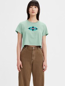 Resim Levis Bisiklet Yaka Yeşil Kadın T-Shirt A0785-0042 Yeşil T-shirt 
