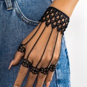 Resim Vintage Gotik Dantelli El Zinciri, Göksel Sembollerle, Demir Parmak Yüzük Bileklik Partiler ve Cadılar Bayramı için, Kaplamasız, Tüm Mevsimlere Uygun - Ağustos Doğum Taşı Esintili, Mozaiksiz - Festivaller için Trend Koni Tırnak Zinciri El Takısı 