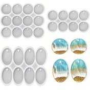 Resim Küpe, kolye, anahtarlık ve evcil hayvan etiketleri için 28 boşluklu düz yuvarlak silikon reçine döküm kalıpları, parlak yüzey, dikdörtgen şekil, dayanıklı malzeme 