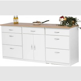 Resim Zeii Mutfak Çekmeceli Alt Modül 180 Cm Beyaz- Tezgah Dahil-çok Amaçlı Dolap-kahve Köşesi-mat Beyaz 