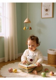 Resim Zekids Kız Bebek Ayıcık Punch İşlemeli Sweatshirt-16305 Ekru 