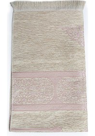 Resim Kabe Desenli Krem Şönil Seccade - Pembe 