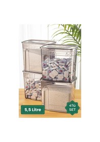 Resim Meleni Home 4'lü Set - 5,5 Litre Jumbo Lena Toz Tablet Deterjan Saklama Kabı - Etiketli Kapaklı Saklama Kutusu 