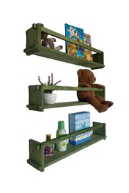 Resim RealWood Ahşap Dekoratif Çocuk Odası Rafı, Mutfak Rafı, Montessori Kitaplık 3'lü Raf 40 Cm. 
