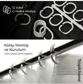 Resim Polyester Kumaş Siyah Banyo Perdesi Siyah Askı Aparatı Hediyeli C-halkalı Duş Perdesi Diğer 