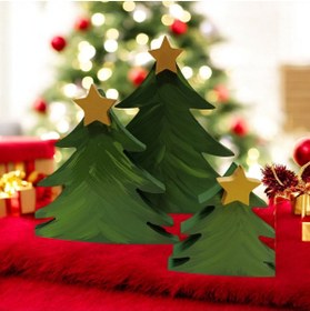 Resim 3Lü Yılbaşı Ağacı Ahşap Dekor - Yılbaşı, Noel, Özel Etkinlik 