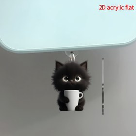Resim 2D Flat, "2DFlat Tea Cup Cat Tozu Fiş" Akrilik Tip-C/for iPhone için Evrensel Sevimli Mobil Şarj Port Koruyucu Kapak Toz Geçirmez ve Anti-Oksidasyon Aksesuarı, 2D Flat 