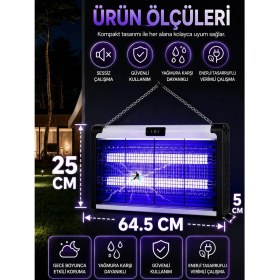 Resim Deanb 20W Çift Uva Işıklı Elektrikli Sivrisinek Kovucu Cihaz İç ve Dış Mekan Kullanımı İçin Metal Yapı ile Etkili 