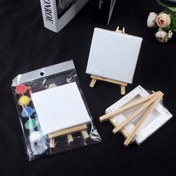 Resim 1 takım mini yağlı boya çerçeve küçük çizim tahtası resim standı ile Gençlerin DIY akrilik boyama boş 10 * 10 tuval çerçevesi seti 