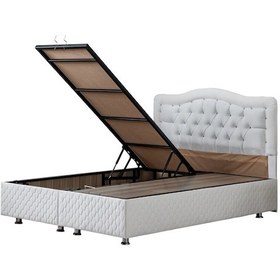 Resim Setaymobilya Baza, Şah Beyaz Çift Kişilik Baza + Başlık, Mdf - Setay 