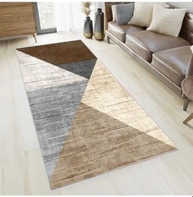 Resim Rovigo Dijital Baskı Yıkanabilir Kaymaz Taban Salon Halısı RVG1390-HT925, Kahve, 180 x 300 