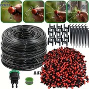 Resim 124 Parça Damla Sulama Kiti | 124 Parça Otomatik Damla Sulama Sistemi Kiti | Seralar, Çimler ve Bahçeler için Tam Su Ekipmanı | Dayanıklı Plastik, Pil Gerekmez, 30.0 metre Hortum 