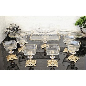 Resim atabey home collection 10 Parça Çeyiz Seti 3 Adet Sunumluk 1 Adet Salata Kasesi & 6 Adet Dondurmalık 