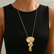 Resim Vintage Basit Geometrik Alaşım Kolye, Uzun Sallanan Sweater Zinciri, Düzensiz Daire Tasarımı ile, Kadınlar için, Günlük ve Parti Giysisi için, Tüm Mevsim Aksesuar 
