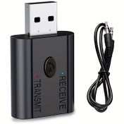 Resim Araba Ses Alıcısı Verici 2'si 1 Arada BT 5.3 FM Verici Adaptörü Tek Tıklama Cevap Düğmesi Kablosuz Alıcı USB Güçlü 3.5mm Jak Araba Müzik Ses Aux Çıkışı Girişi Mavi Gösterge Işığı için Masaüstü PC Ana Bilgisayar Almak veya Aktarmak 