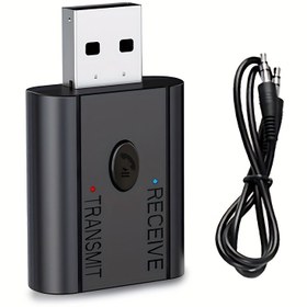Resim Araba Ses Alıcısı Verici 2'si 1 Arada BT 5.3 FM Verici Adaptörü Tek Tıklama Cevap Düğmesi Kablosuz Alıcı USB Güçlü 3.5mm Jak Araba Müzik Ses Aux Çıkışı Girişi Mavi Gösterge Işığı için Masaüstü PC Ana Bilgisayar Almak veya Aktarmak 