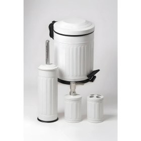 Resim Eforeca Vintage 4'lü Çöp Kovası Banyo Seti Çizgili 