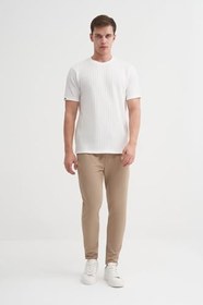 Resim Cazador Erkek Bisiklet Yaka Örme Desen T shirt 40510 Beyaz 