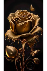 Resim Harika bir ev |gold-siyah Gül Kombini|pleksi Çerçeveli Mdf Tablo 3dky 
