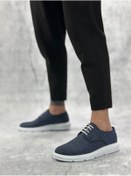Resim BOA BA0003 Bağcıklı Klasik Spor Keten Lacivert Beyaz Taban Casual Erkek Ayakkabı 