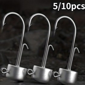 Resim 5/10 adet Ned Hooks Balık Jig Yemliği - Kancalı Kancalar - Kırbaç Jigging ve Yumuşak Solucan Balıkçılığı için Silindirik Şekil - Çoklu Ağırlıklarda Mevcut (1.5g-10g) 
