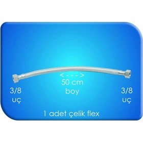 Resim Flex Çelik 3/8 3/8 Uç 50 Cm Boy 1 Adet Su Bağlantısı 