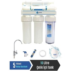 Resim Açık Kasa 5 Filtreli 8 L Çelik İçli Pompasız Su Arıtma Cihazı 