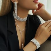 Resim 3 Adet Yeni Aksesuar Seti - Boyunluk, Kolye, Bilezik ve Küpe - Lüks saç tokası Zinciri, Günlük Giyim veya Partiler için Zarif ve Şık 