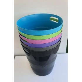 Resim Yeşil ve Mor Renkli 12,5 Lt Plastik Çöp Kovası, 2 Adet, Ev ve Ofis Kullanımı 