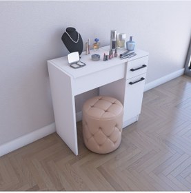 Resim Aynalı Makyaj Masası Beyaz 