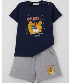 Resim Breeze Girls & Boys Erkek Çocuk Şortlu Takım Fotoğrafçı Aslancık Baskılı 1-4 Yaş, Lacivert Lacivert 